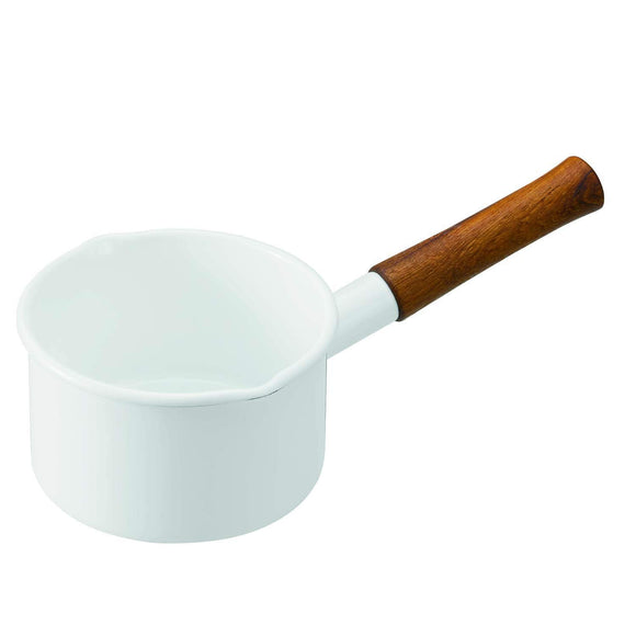 365methods YY-14M.W Single Handle Pot, Milk Pan, Enameled 5.5 inches (14 cm), Induction Compatible, White