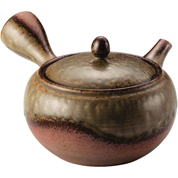 Tokoname Yaki Kyuso Cera Mesh 380ml Made in Japan 1-193 Ichin No.21 Shin Flat Round Wood Ash Glaze Teapot T1900