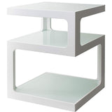 Miyatake Seisakusho ST-403 WH ARCA Side Table, Width 15.7 x Depth 15.7 x Height 20.7 inches (40 x 40 x 52.5 cm), White, 3-Tier Glass