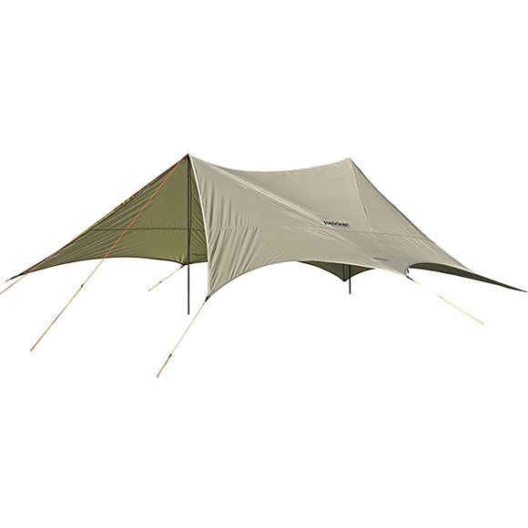 Captain Stag UA-1090 Tarp Fly Tarp Set, UV Protection, Aluminum Poles, 6.6 ft (2,000 mm) Waterproof, For 3 to 4 People, Ventilation Equipment, Bag Included, Khaki, 420 (330 x 500 x 180 cm)