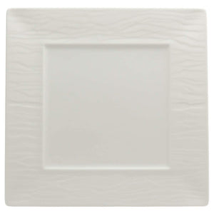 Narumi 51095-5809 Plate with Stone Grain Relief, White, 10.6 inches (27 cm), Square Rim