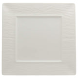 Narumi 51095-5809 Plate with Stone Grain Relief, White, 10.6 inches (27 cm), Square Rim