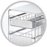 Yoshikawa 1305697 Under Sink Slide Storage, 2 Tiers, Width 9.8 inches (25 cm), Silver