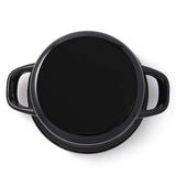 DEAN & DELUCA Casserole L, Black, 7.1 inches (18 cm), Two-Handled Pot, Can Be Used as Shallow Pot, Enamel, Silicone Lid, Direct Fire