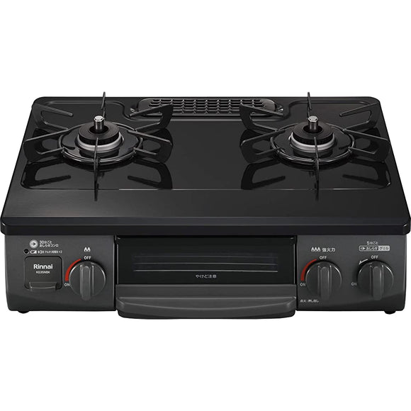 Rinnai KG35NBKR/13A Cooktop, For City Gas 12A and 13A, Width: Approx. 22.0 inches (56 cm), Single-Sided Grill, Right High Flame Power, Black