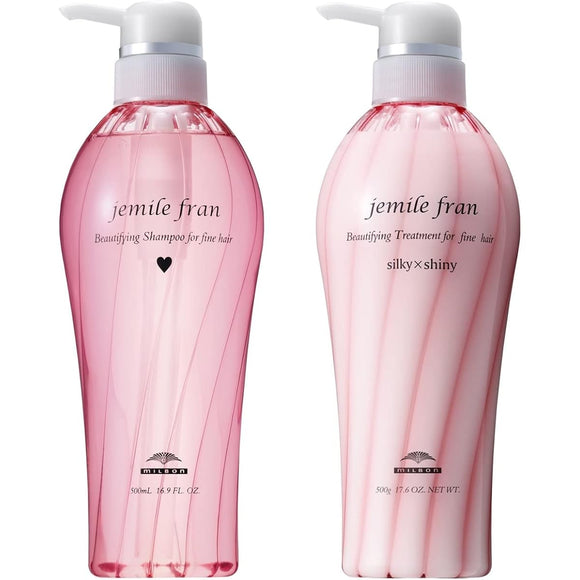 Milbon Gemile Fran Shampoo Heart H 500ml + Treatment Silky Shiny 500g Set