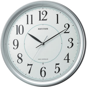 Rhythm Clock Atomic Wall Clock Analog fittouxe-bupurimie Continuous Second Hand Silver Metallic Rhythm 8my494sr19