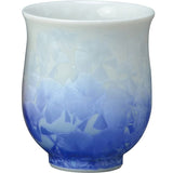 Kyoto Ware KTA162 Kiyomizu Ware Ceramic Kiln Teacup Flower Crystal (White Background Blue, Red)