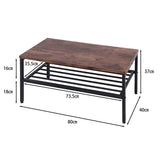 Fuji Trading Low Table Living Table Width 80cm Brown Vintage Style With Shelf Navia 14643