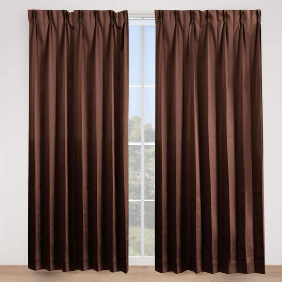 Iris Plaza Blackout Curtain, 2 Pieces, Flame Retardant, Light Blocking Rate of Over 99.99%, UV Protection, Thermal Insulation, Machine Washable, Width 39.4 x Length 47.2 Inches (100 x 120 cm), Brown