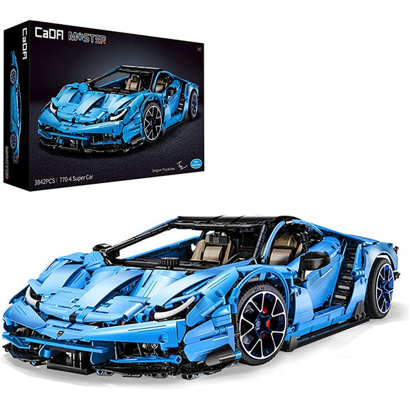 CaDA Block Kit Sports Car 3,842pcs Max Side 59cm High Mechanics Blue