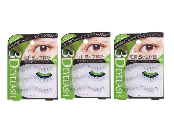 3D EYES Eyelash 06 Light Accent (for double eyelids) 2TE6306 Set of 3