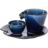 Minoru Pottery Chilled Sake Cup Set, Dizuru, Eggplant, Navy Blue, Pack of 3