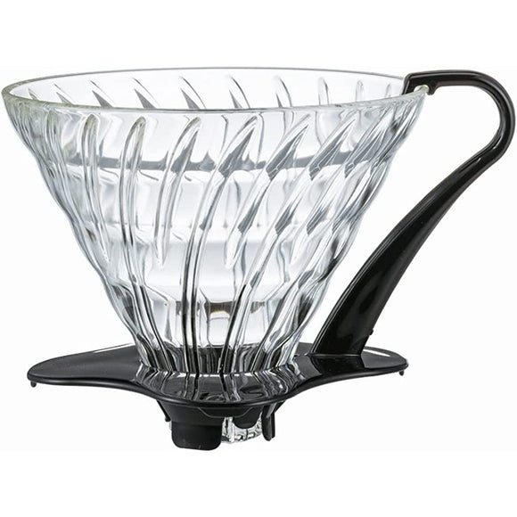 HARIO VDGR-03-B V60 Heat Resistant Glass Transparent Dripper, 03, For 1 to 6 Cups, Black, Made in Japan