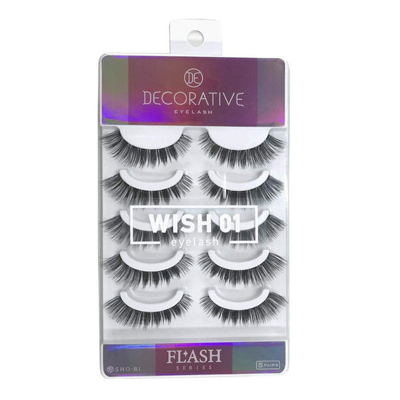 DECORATIVE EYES DECORATIVE EYELASH Decorative Eyelashes False Eyelashes For Upper Eyelashes FLASH Series WISH Wish 01 SE49058 Black 5 Pairs