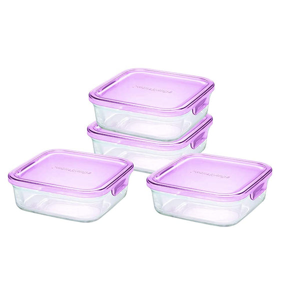 iwaki AZ3247-4P Glass Storage Containers Pink 800 ml