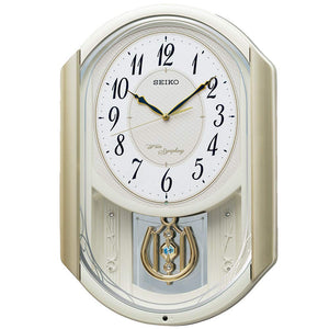 Seiko Clock AM263S Radio Wave Wall Clock, Light Gold Pearl, 17.7 x 12.0 x 3.0 inches (450 x 305 x 75 mm)