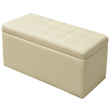 Yamazen FBS-D (IV) P Storage Stool and Ottoman, Width 29.1 inches (74 cm), Ivory (Synthetic Leather)