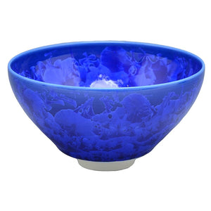 Kyoto Ware KTA536 Kiyomizu Ware Ceramic Kiln Matcha Bowl, Flower Crystal (Lapis)