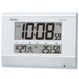 Seiko Clock BC412W White Pearl, Product Size: 7.3 x 10.4 x 1.5 inches (18.6 x 26.4 x 3.9 cm), Wall Clock, Table Clock, Multi-purpose, Radio-Controlled Digital, Program Function