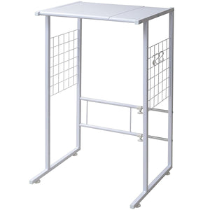 Yamazen Range Stand Trash Box Top Rack Width 40-55 x Depth 45.5 x Height 85 cm Vertical Horizontal Telescopic Worktable With Hook With Adjuster Assembly White YPR-40 (WH)
