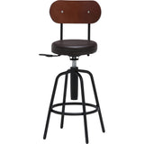 Fuji Boeki 15187 Rising Counter Stool, Bar Stool, Height 33.1 - 37.0 inches (84 - 94 cm), Dark Brown, Back Included, Synthetic Leather