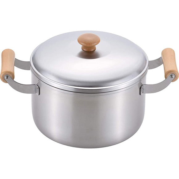 Wahei Freiz CS-003 Chitose (Chitose) Made in Japan, Deep Type, Two-Handled Pot, 8.7 inches (22 cm), Induction Compatible, Stainless Steel, Wooden Handle