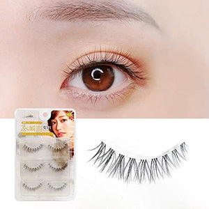 LASHVIEW Cute False Eyelashes Cute Central Type Eyelashes Mink False Eyelashes 3D Transparent Shaft 3 Pairs