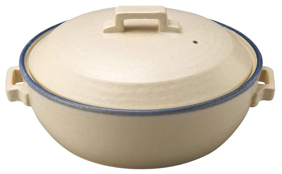 No. 8 Casserole Pot, Soil Pot, Two-Handed Pot, Banko Ware, Induction Compatible, White, Made in Japan