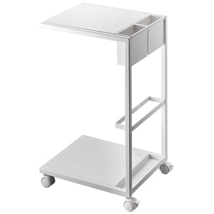 Yamazaki 7155 Side Table, Wagon, White, Approx. W 10.8 x D 12.6 x H 21.7 inches (27.5 x 32 x 55 cm), Tower, Casters, Magazine Rack, Accessory Case