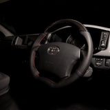 REAL (Real) Steering [Hiace (200 Series: 1-3)/Regius Ace (200 Series: 1-3)] Black Carbon Red Stitch H200-C-BKC-RD