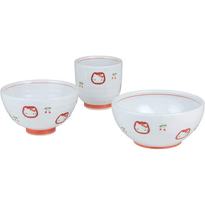 CtoC Japan 888321 Hello Kitty Cherry Dining Table Set / Bowl φ 4.2 inches (10.7 cm), Cup Diameter 2.9 inches (7.4 cm), Small Bowl 4.7 inches (11.9 cm), Arita Ware, Made in Japan