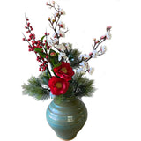 Kugusa New Year Decoration, Plum, Camellia, Pine, Artificial Flowers, Fake Flowers, Japanese Style, Decoration, Interior, New Year Bouquet (New Year Set, Camellia Red)
