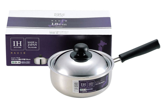 pa-ru Pan 18 cm Serving Pot with Lid Induction Compatible Stainless Steel makisio Made in Japan H 761