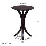 Fuji Trading Side Table Round 40cm Width Dark Brown Natural Wood 77662
