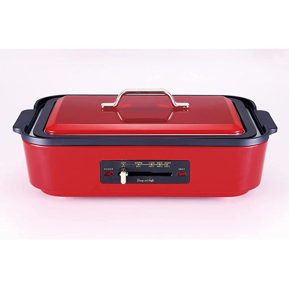 D&S DS.8557 Hot Plate, Red, Deep Type, Baking, Stewing, Steaming, Original Recipe Included (20 Items)