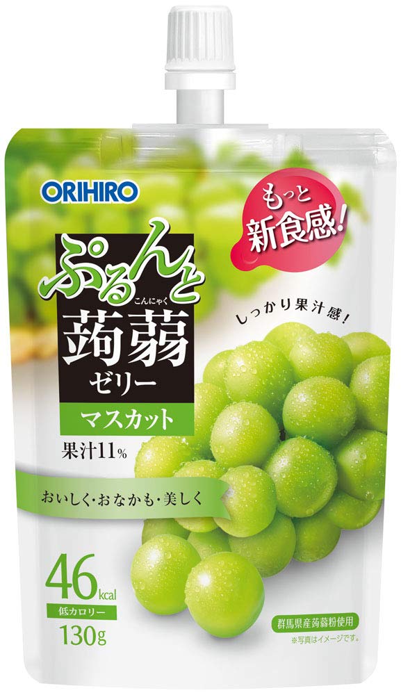 Orihiro Purinto Konnyaku Gelatin Tubes, Low Calorie, By the Case, 4.6 oz (130g) x 8 pouches.,,,