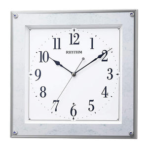 Rhythm 8MY550SR04 Wall Clock, Blue, Marble, 12.0 x 12.0 x 2.0 inches (30.5 x 30.5 x 5 cm), Radio Clock, Quiet, Continuous Second Hand, Transparent, Interior, Crystal Decoration