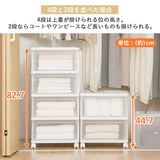 Iris Ohyama NSCLZ503 Closet Chest, WhiteClear, Clothes Case, Storage Plastic, 3 Tiers, Casters, Width 15.4 x Depth 19.7 x Height 23.2 inches (39 x 50 x 59 cm)