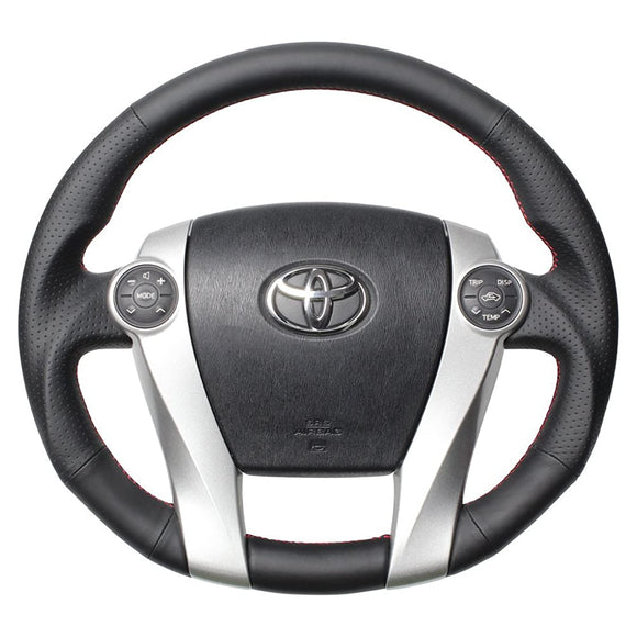 Real Steering Prius (40 Series) Premium Series Nappa All Leather, Red Stitching 30-BS-LPB-RD-ALF