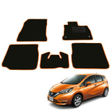 Feniche Car Mat, Floor Mat, Made in Japan (Nissan Note E-Power HE12) <Sandard Specification> Black X Lock THREAD ORANGE, ANTI-SLIPSLIPS)