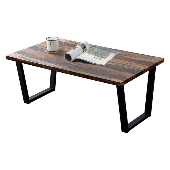 Hagiwara LT-4395LBR Low Table, Center Table, Desk, Wood Grain Top Plate x Steel Legs, Industrial Living Room, Sofa Table, Width 35.4 inches (90 cm), Light Brown