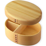 Nagao LIFE01 Bentwappa Bento Box, Oval Shape, 1 Tier, Premium Finish, Divider Included, Natural