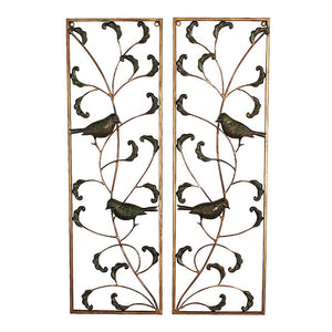 SPICE OF LIFE CNGF1019 Wall Decor, Patina Iron, Bird, Brown, 9.3 x 29.3 inches (23.5 x 74.5 cm), Wall Decor