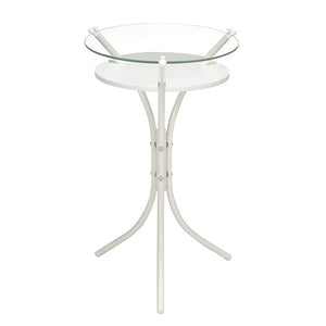 Nagai Kosan NK-310 Glass Top Side Table (White) Glass Top Board Width 11.8 x Height 19.1 inches (30 x 48.5 cm)