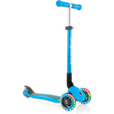 Globber WLGB432101 Kickboard, Flash, 3 Wheels, Foot Brake, Outdoor Play, Kids, Vehicle, Kick Scooter, Primo, Fall Double, Light, Sky Blue