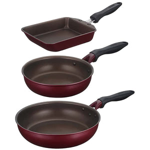 Thermos KFH-SET3-A R Durable Series Frying Pan, KFH, 3-Piece Set, Red