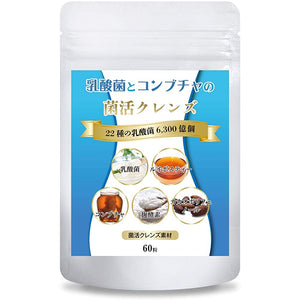 Lactic Acid Bacteria Supplement Lactic Acid Bacteria and Kombucha Bacteria Cleanse Supplement Probiotics Flora Health Kombucha 630 Billion Bacteria Enzymes Vitamins 30 Days 60 Tablets Made in Japan