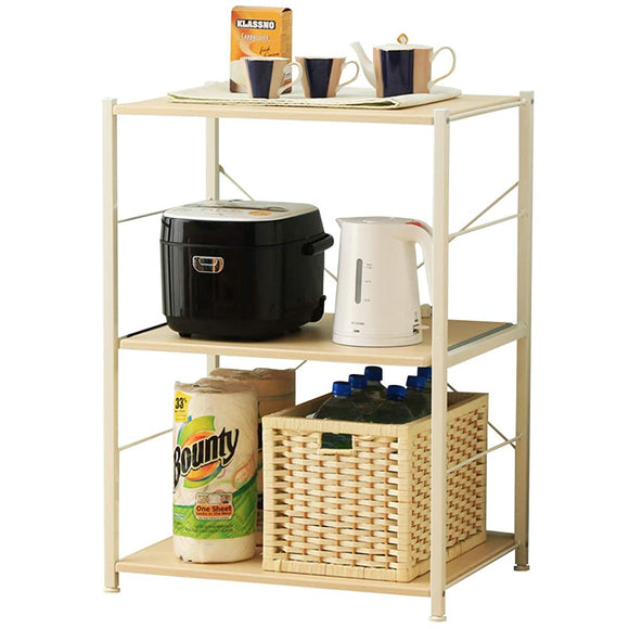 Iris Plaza CW1188-CE b Range Rack, Width 23.6 inches (60 cm), Depth 18.1 x Height 32.7 inches (60.5 x 46 x 83 cm), Side Swaying, Sliding Shelf, Assembly, White x Natural, Width 23.6 inches (60 x 83 cm)