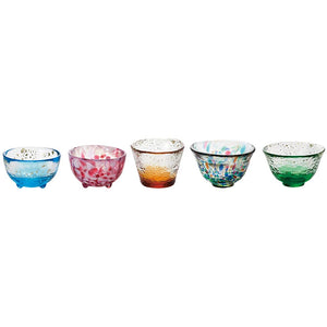 Aderia FS-49573 Sake (Rice Wine) Glasses, 5 Colorful Mini Glass Set